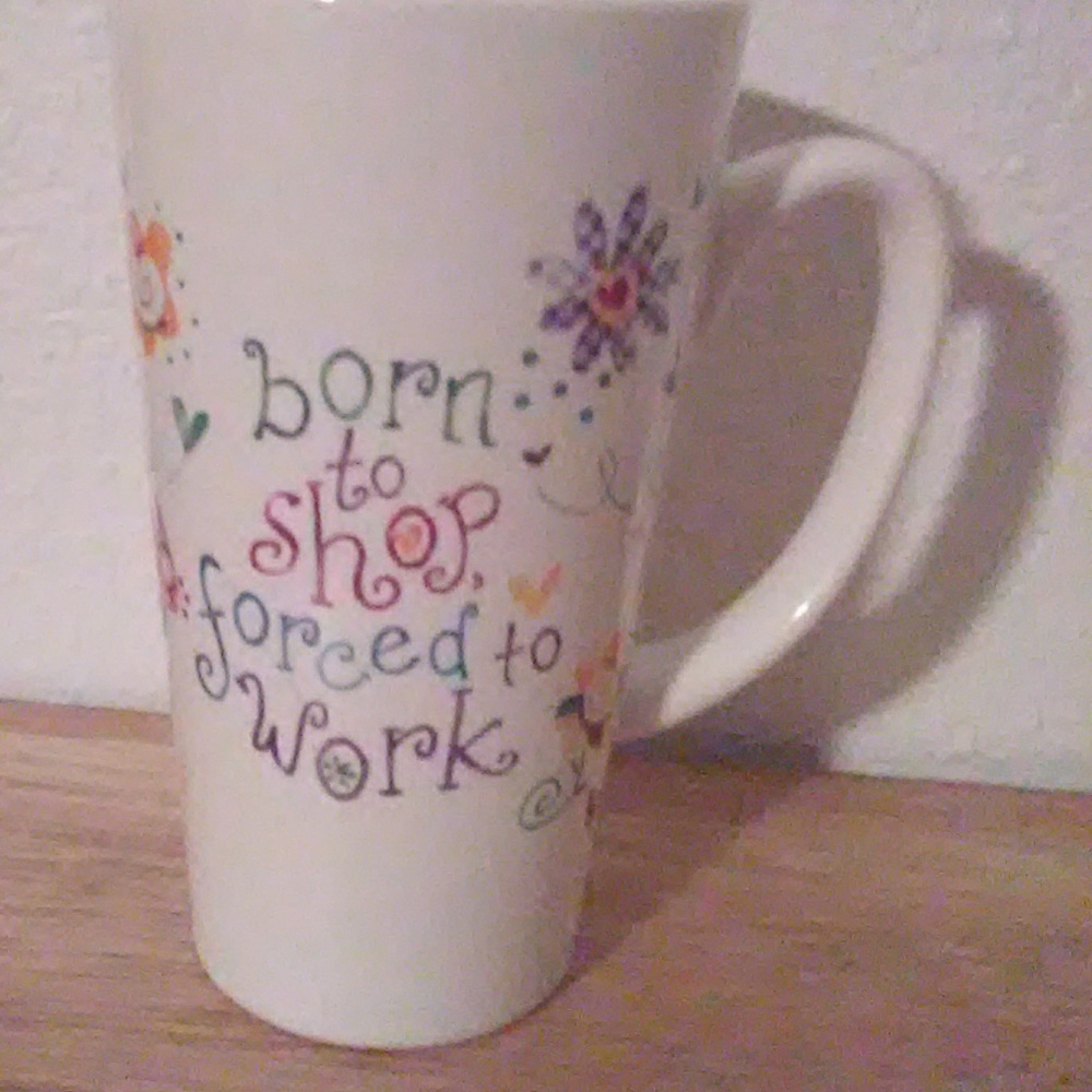 3/$20 Born to shop coffee mug colorful